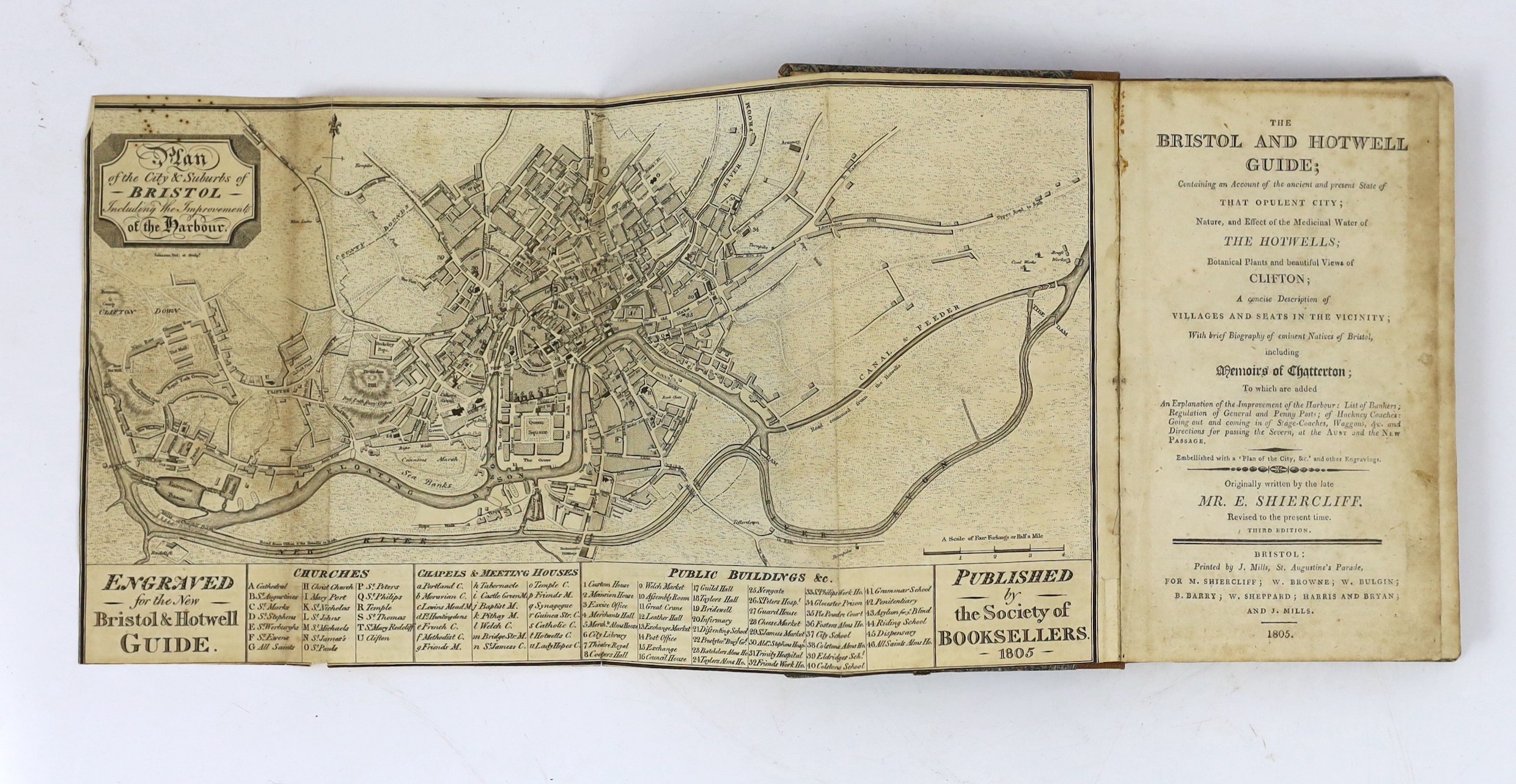 SOMERSET, BRISTOL: Shiercliff, E. - The Bristol and Hotwell Guide: containing ... the ancient and present state of that opulent city ... to which is added a description of Clifton ... 2nd edition, corrected and enlarged